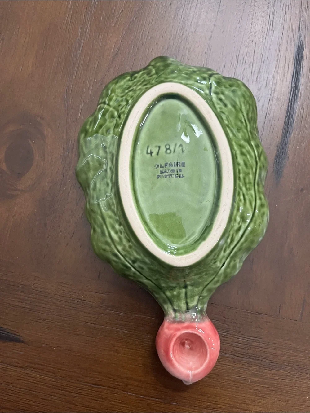 Vintage Olfaire Ceramic Radish Leaf Serving Dish